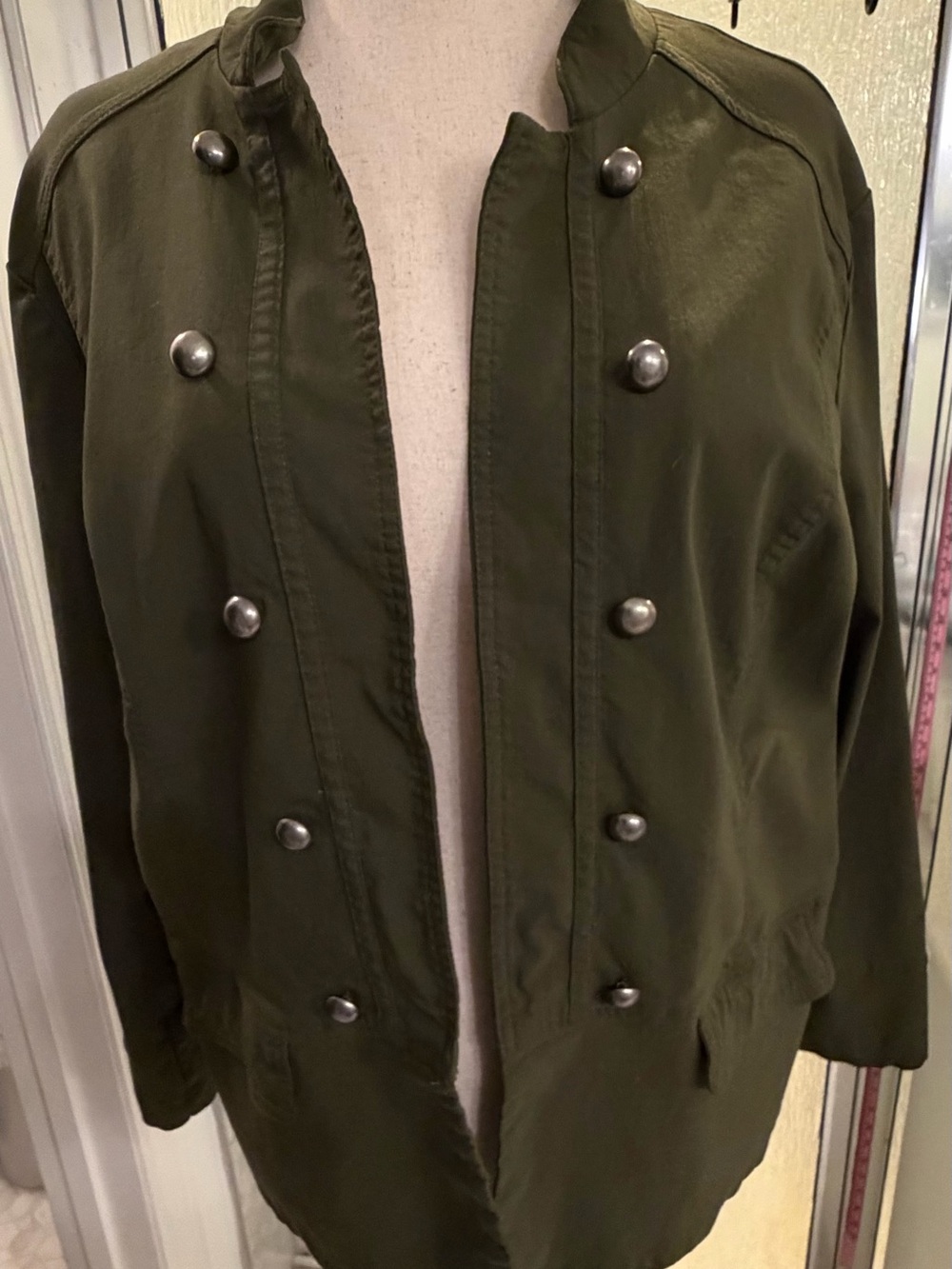 Dressbarn Olive Green Military Utility Jacket Silver Buttons Size 3X EUC $28